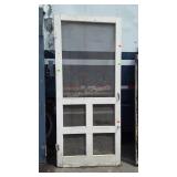 Early wooden frame Screen Door, 33.5x77.5"