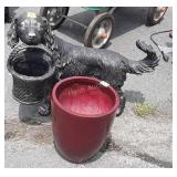 Two pc Gardening decor lot, 8" flower pot