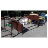 Early Metal Bed with iron side rails, curved