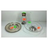 Sterling silver, tray 90 grams, glass and