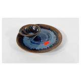 Pigeon River Pottery dip and chip plate, signed,