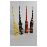Tall tailed cat statues, four, stand 14"