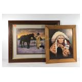 Cowboy and Indian wall art, Native American in