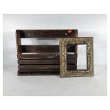 Rustic wine rack with slots for four glasses