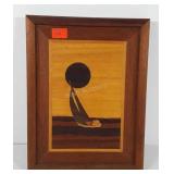 Wooden Inlaid sailboat wall hanging, artist