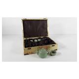 Asian style box with small teapot and four cups