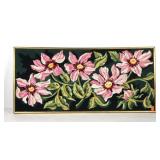 Large needlepoint wall hanging, floral design,