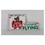 Metal Flying signs, Piper Cub porcelain enameled