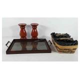 Home decor group, includes serving tray,