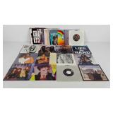 Records, 45 rpm records, all in sleeves, stack is