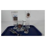 Barware, NBA mug and shot glass, corkscrew and to
