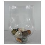 Large glass center piece bowl with shells and