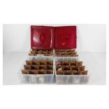 Holiday ornaments in two stacking poly organizers