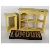 Decor group, London map view sign, and wood