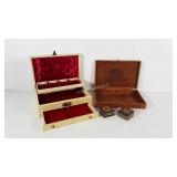 Boxes, jewelry box, cigar box and two inlaid
