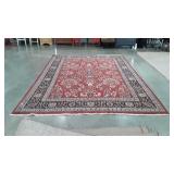 Room Rug, 7.8x10.4ft, red color with border,