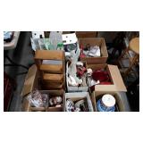 Skid lot, dishes, wine glasses, holiday decor,