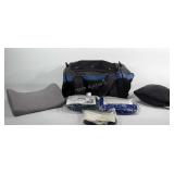 Champion duffle bag with therapy pillows, lumbar