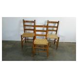 Flat reed splint woven seat chairs, 3