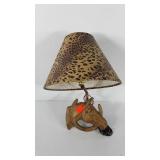 Wall hanging horse lamp with leopard print shade