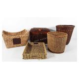 Baskets, wastebaskets, in tray, chest and handle