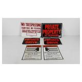 Property signs, four poly and two metal