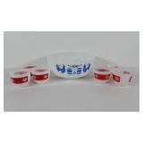 Federal glass serving bowl and six custard cups