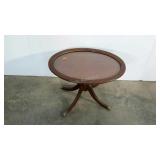 Glass topped table, 20 x 26 x 18, metal claw feet