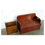 Rustic handled box and bench seat with storage,