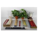 Decor group, candles, everlasting plants, and