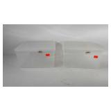 Two Container Store small totes with lids, 13" ×