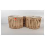 Pair of ruffled fabric lamp shades, 14.5" × 10"