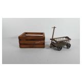 Home decor, wooden crate, 5" x 9" x 10" and small