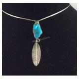 Sterling silver and turquoise necklace 19in