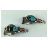 Sterling silver turquoise and coral wrist watch