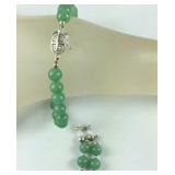 Sterling silver and jade earrings and matching