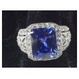 Purple & White CZ Halo Cluster Ring size 8