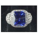 Purple & White CZ Halo Cluster Ring size 9