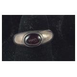 Vintage Cabochon Ruby Ring, Sterling Silver, 5.5