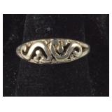 Vintage Swirl Band Ring, Sterling Silver, 2.2