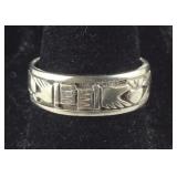 Claddagh Design Band Singed PSC, Sterling Silver,