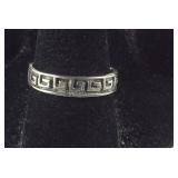 Greek Key Design Band Ring, Sterling Silver, 2.4