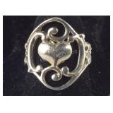 Vintage Heart & Swirl Design Ring, Sterling
