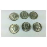 Six 1967 Kennedy Half Dollars