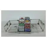 Casino style poker set in acrylic case,