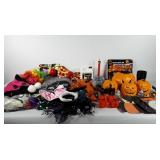 Halloween decor, includes pumpkins, blanket,