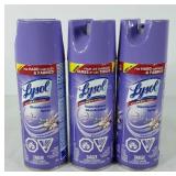Three cans of Lysol disinfectant spray