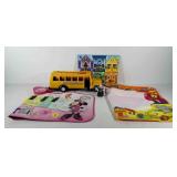 Toys, includes school bus, Melissa and Doug