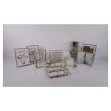 Brass & glass picture frames (4) and 5 brass &