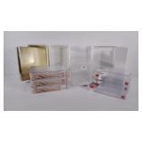 Organization totes, various sizes, 1 binder, 1